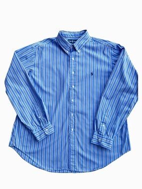 Ralph Lauren Blue & White Striped Button Down Size XXL